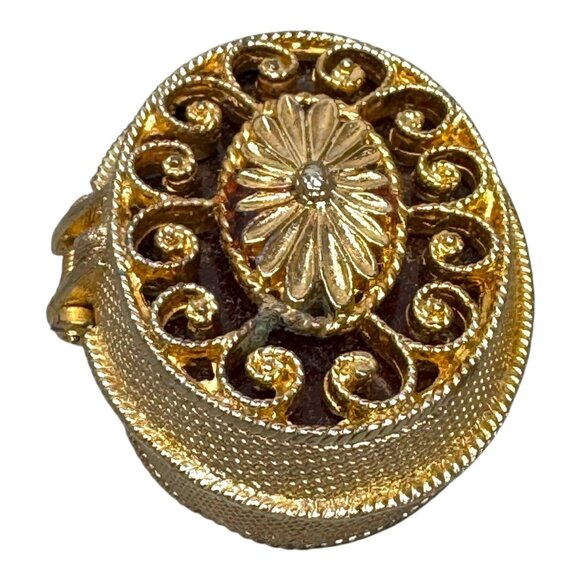 Vintage Max Factor Hypnotique Creme Perfume Compact Gold Tone Art Deco Makeup - Picture 8 of 9